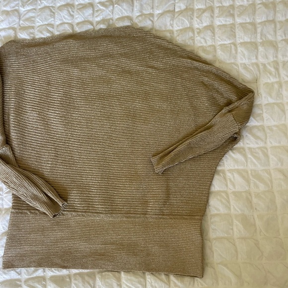 Reiss Tan Gold Louisa Off-the-Shoulder Sweater Top - Picture 4 of 9